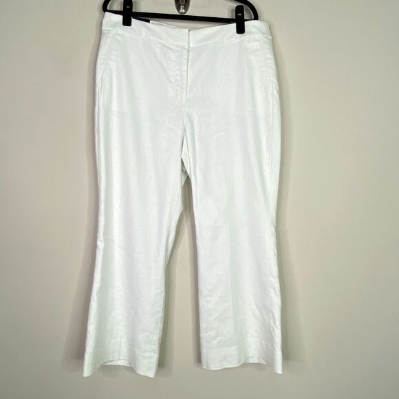 New J. Crew Linen Blend Kelsey Flare Crop Pant Women's Size 14 BR706 - Picture 1 of 9